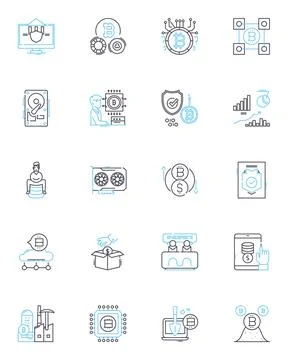 Business analytics linear icons set. Data, Analysis, Insights, Metrics Illustrazione stock