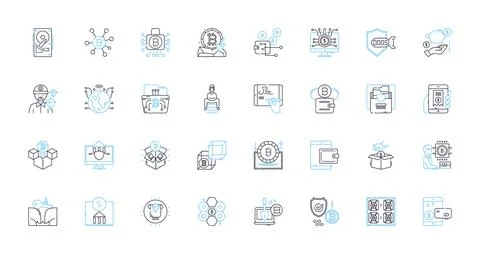 Business analytics linear icons set. Data, Analysis, Insights, Metrics Stock Illustration