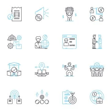 Business analytics linear icons set. Metrics , Insights , Performance 스톡 일러스트