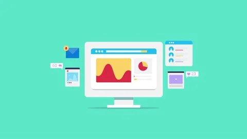 Business analytics, marketing automation software animation. Stock Footage 186946335