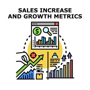 Business analytics measuring sales increase and financial growth Stock Illustration