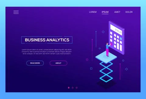 Business analytics - modern isometric vector web banner 스톡 일러스트