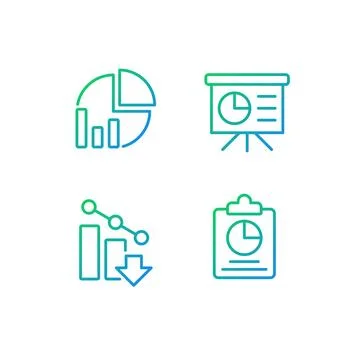 Business analytics pixel perfect gradient linear vector icons set Stock-Illustration