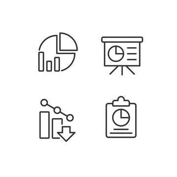 Business analytics pixel perfect linear icons set 库存插图