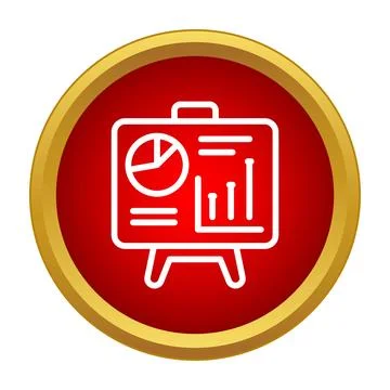 Business analytics presentation board icon showing data charts Stock Illustration