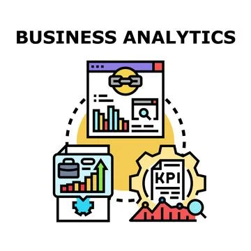 Business analytics process visualizing data research for growth Stock Illustration