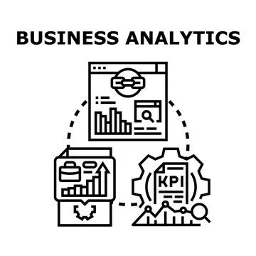 Business analytics process visualizing data research for growth Stock Illustration