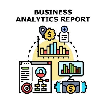 Business analytics report revealing data driven strategy Stock Illustration