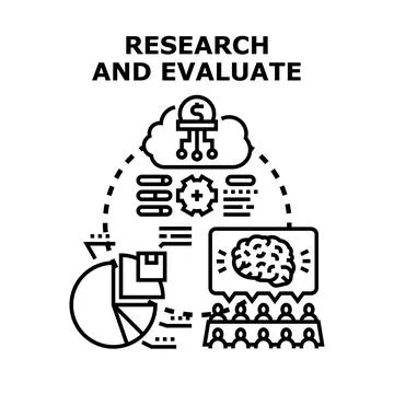 Business analytics research and evaluation process illustration Stock Illustration
