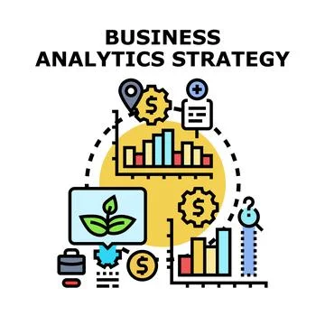 Business analytics strategy developing data insights Stock Illustration