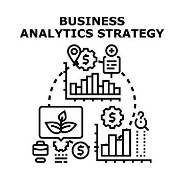 Business analytics strategy developing data insights Stock Illustration