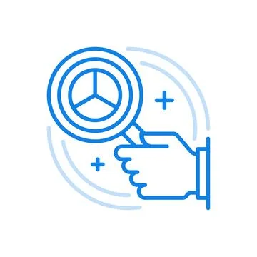 Business analytics vector line icon. Pie chart with marketing information d.. Stock Illustration