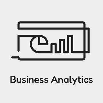 Business analytics vector line icon folder with pie chart and bars continuo.. 스톡 일러스트