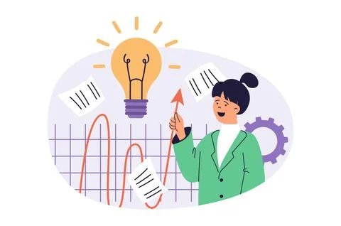 Business analytics web concept with flat cartoon people for website design. Stock Illustration