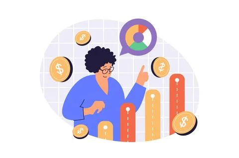 Business analytics web concept with flat cartoon people for website design. Stockillustratie