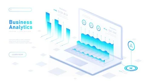 Business analytics white poster vector Illustrazione stock