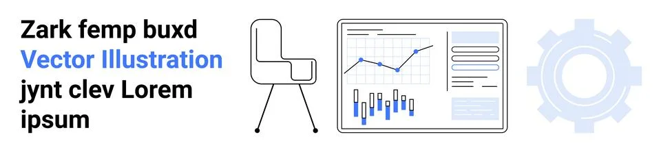 Business analytics, workspace design, progress tracking, data visualization,  스톡 일러스트