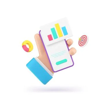 Business analyzing smartphone application data management chart planning 3d i 스톡 일러스트