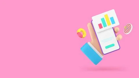 Business analyzing smartphone application data management chart planning 3d.. 스톡 일러스트