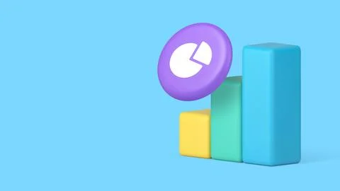 Business analyzing statistic diagram information 3d icon banner copy space .. Stock Illustration