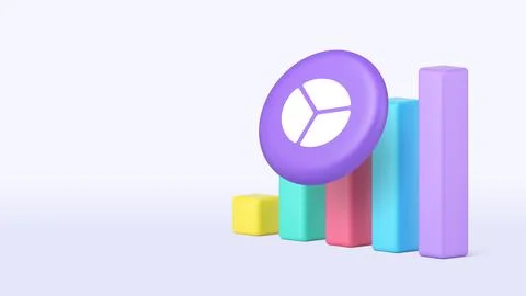 Business analyzing statistic graph diagram 3d icon banner copy space vector i Stock Illustration