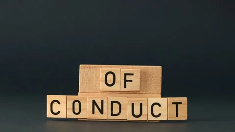 Business and code of conduct concept, businessman's hand sets wooden blocks.. Stock Footage 282613958