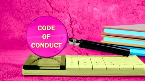Business and code of conduct concept. Copy space. Code of conduct symbol wr.. Stock Photos
