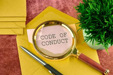 Business and code of conduct concept. Copy space. Code of conduct symbol wr.. Stock Photos