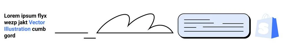 Business and Commerce Elements with Cloud, Text, Clipboard, and Bag Icons Stock Illustration