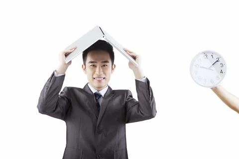 Business and computer clock Stock Photos