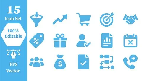 Business and e-commerce vector icon set with business ecommerce shopping Stock Illustration