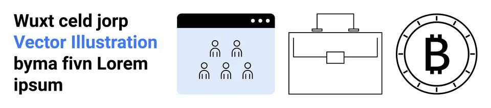 Business and Finance Elements Web Interface, Briefcase, and Bitcoin Concepts イラスト素材