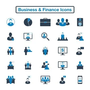 Business and finance icon set. Flat style vector EPS. Stock Illustration