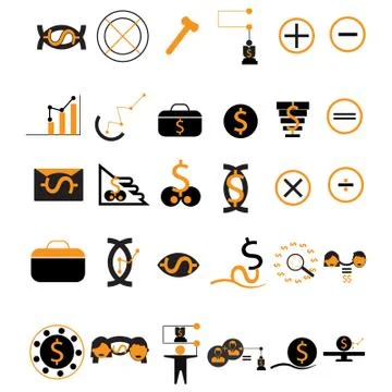 Business And Finance Icons - Yellow Version Stock Illustration