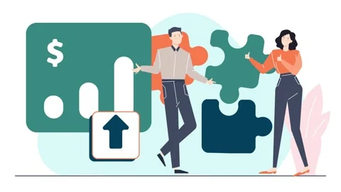 Business and finance problem solving discussion illustration animated Stock Footage 279535203