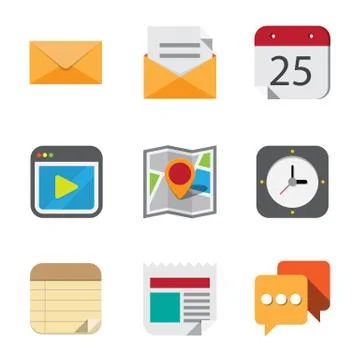 Business and interface flat icons set,illustration eps10 Stock Illustration
