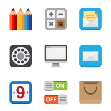 Business and interface flat icons set,illustration eps10 Stock Illustration