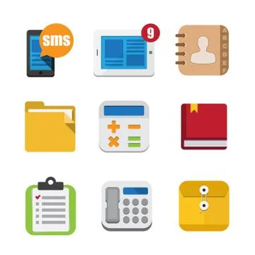 Business and interface flat icons set,illustration eps10 Stock Illustration