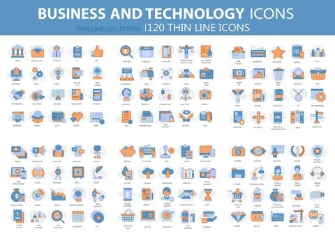 Business and marketing, programming, data management icons イラスト素材