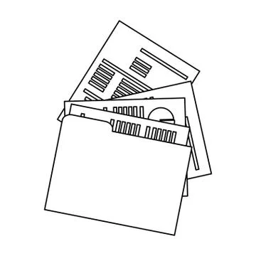Business and office elements black and white Illustrazione stock