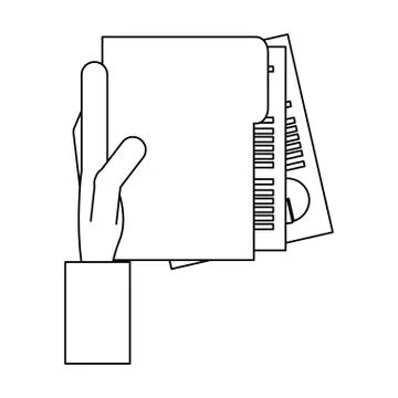 Business and office elements black and white Illustrazione stock