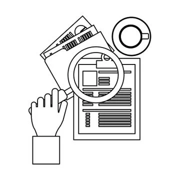Business and office elements black and white 스톡 일러스트
