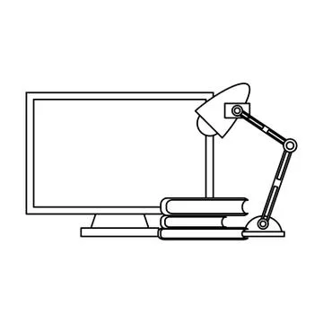 Business and office elements black and white イラスト素材