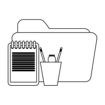 Business and office elements in black and white 库存插图