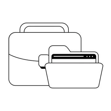 Business and office elements in black and white 库存插图