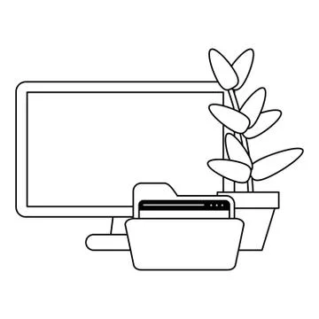 Business and office elements in black and white 库存插图