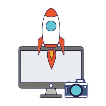 Business and office elements blue lines イラスト素材