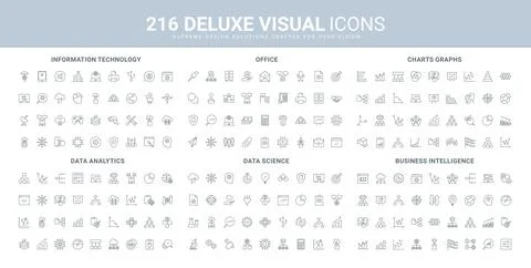 Business and science data analytics, intelligence and skills of analyst, AI line Illustrazione stock