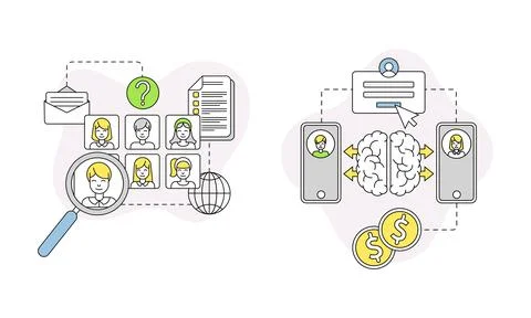 Business and Start-up Development with Brain and Human Resource Search Vector Stock Illustration