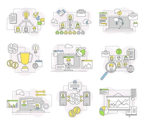 Business and Start-up Development with Chart and Analytics Line Vector 스톡 일러스트